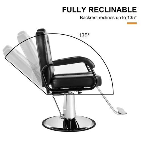 Artist hand Black 360&deg;Barber Chair Heavy Duty Hydraulic Reclining Salon Shampoo Beauty Hair Styling Equipment - MadeInUSA