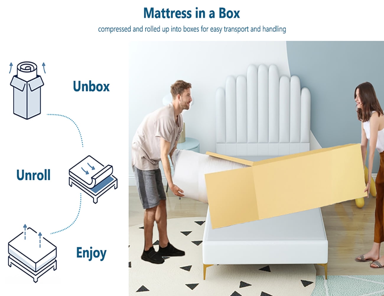 Mattress.6 inch Gel Memory Foam Mattress in a Box with Graphene Fabric Cover