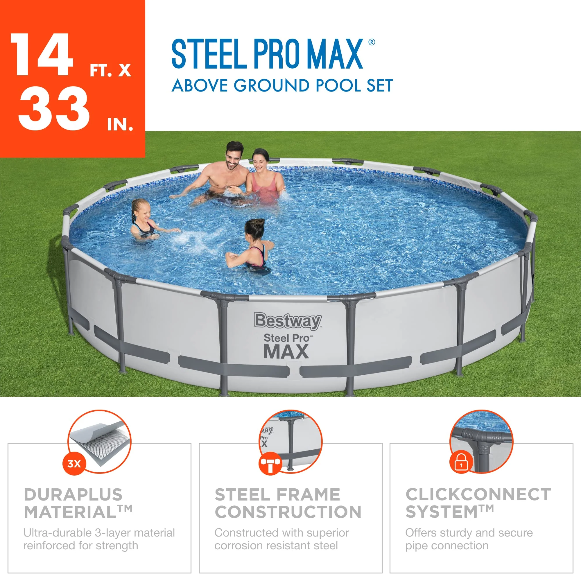 Bestway MAX 14' x 33 Round Above Ground Pool Set