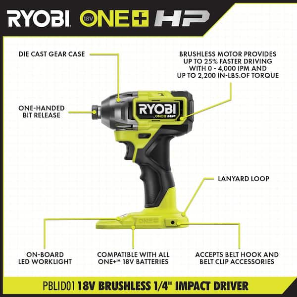 ONE+ HP 18V Brushless Cordless 1/2 in. Drill/Driver and Impact Driver Kit w/(2) 2.0 Ah Batteries. Charger. and Bag