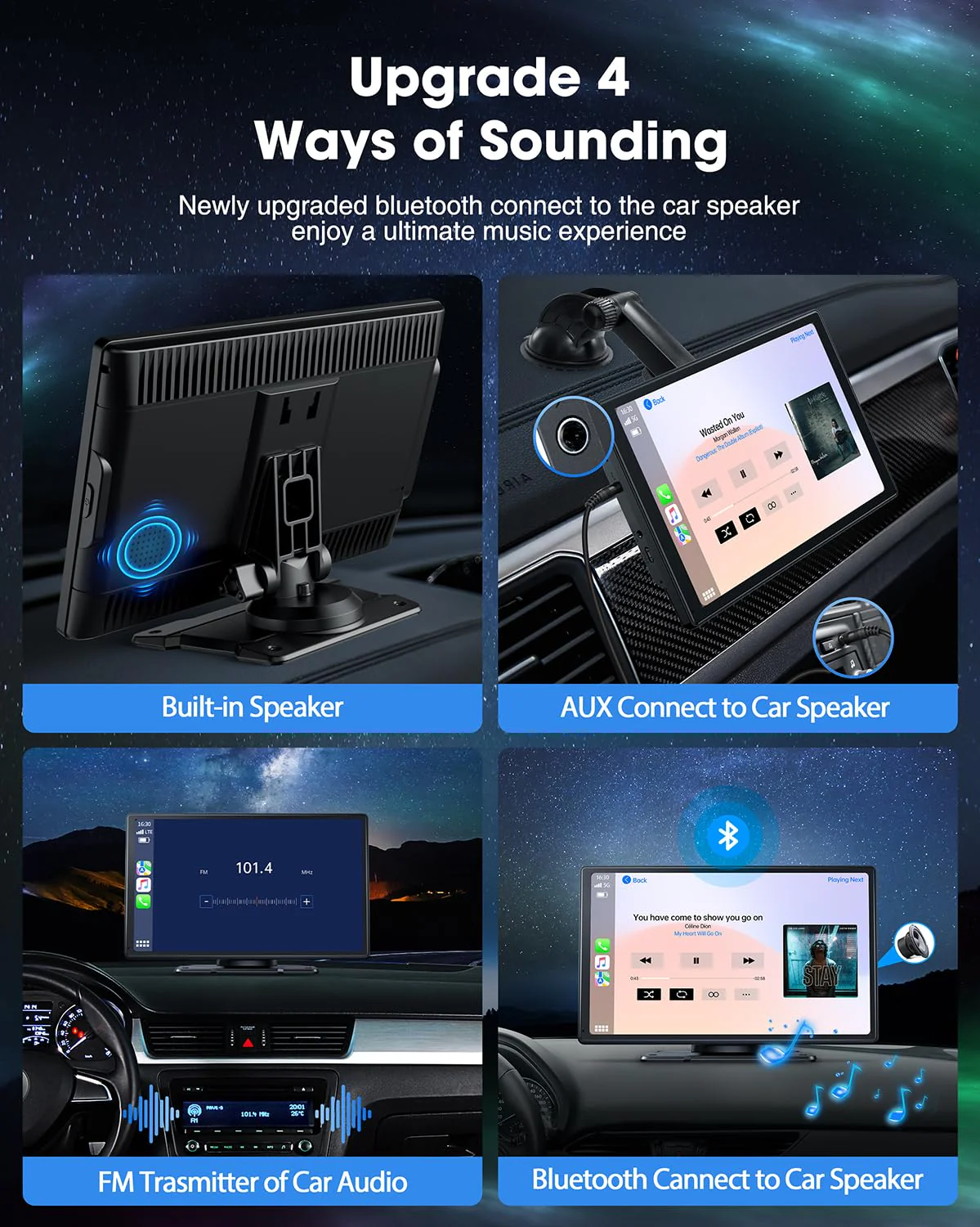 LAMTTO 9-Inch Wireless Car Stereo with Carplay. 1080P Camera