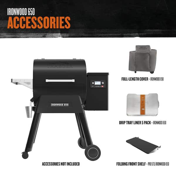 Ironwood 650 Wifi Pellet Grill and Smoker in Black