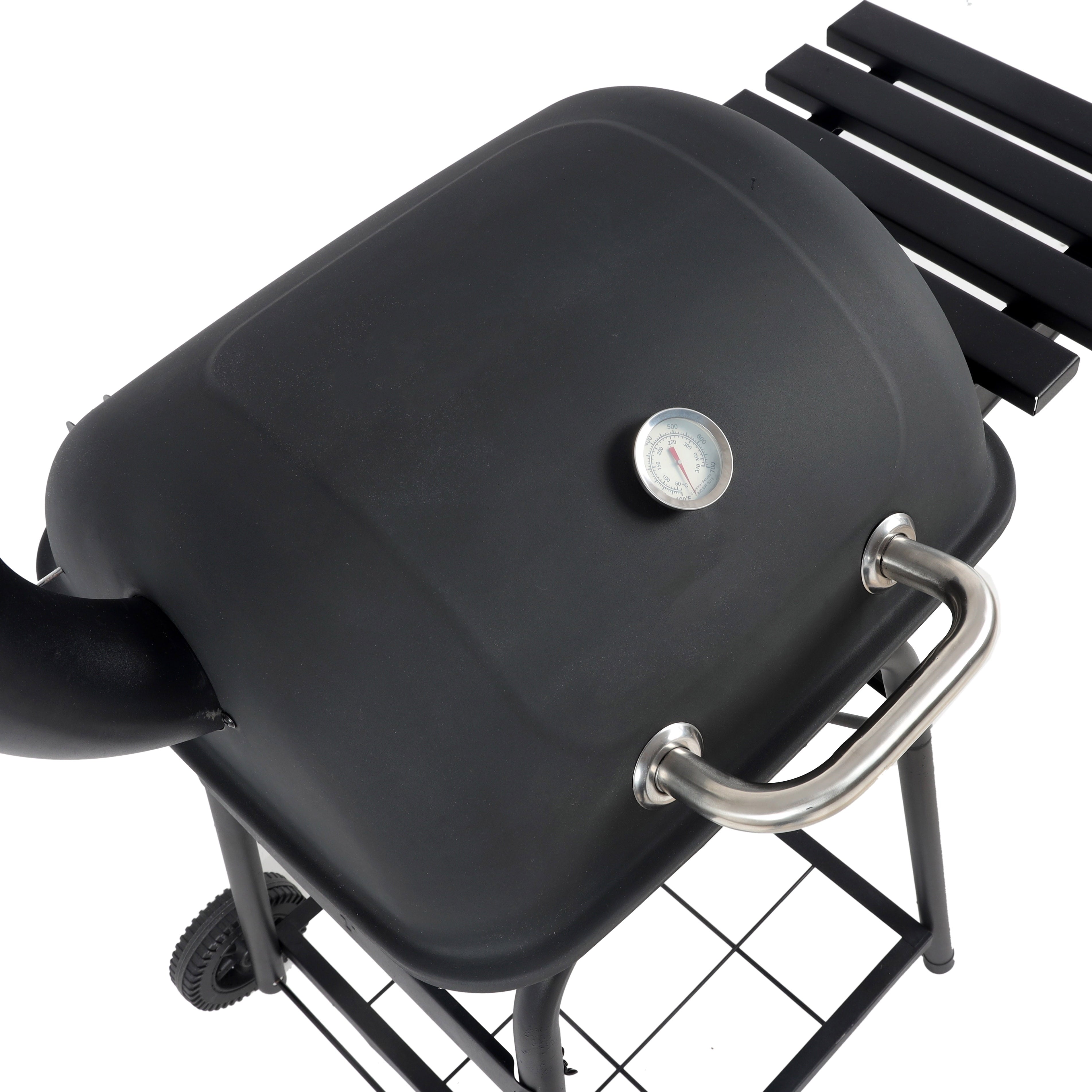 26 Mini Barrel Charcoal Grill with Side Shelf. Black. CBC1760W