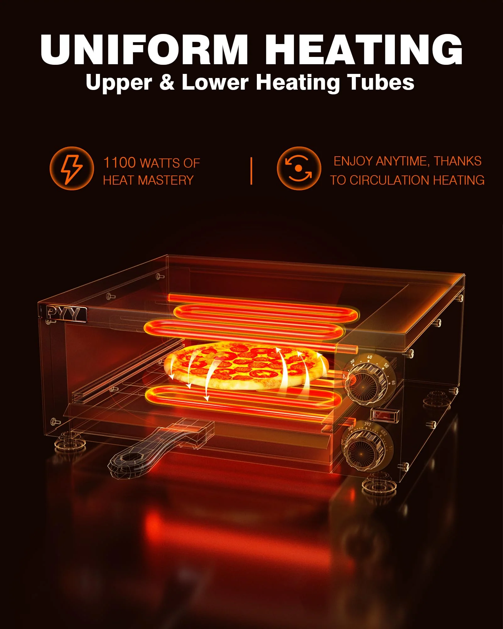 PYY Electric Countertop Pizza Oven. Pizza Maker Machine