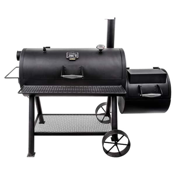 Longhorn Reverse Flow Offset Charcoal Smoker Grill in Black with 1.060 sq. in. Cooking Space