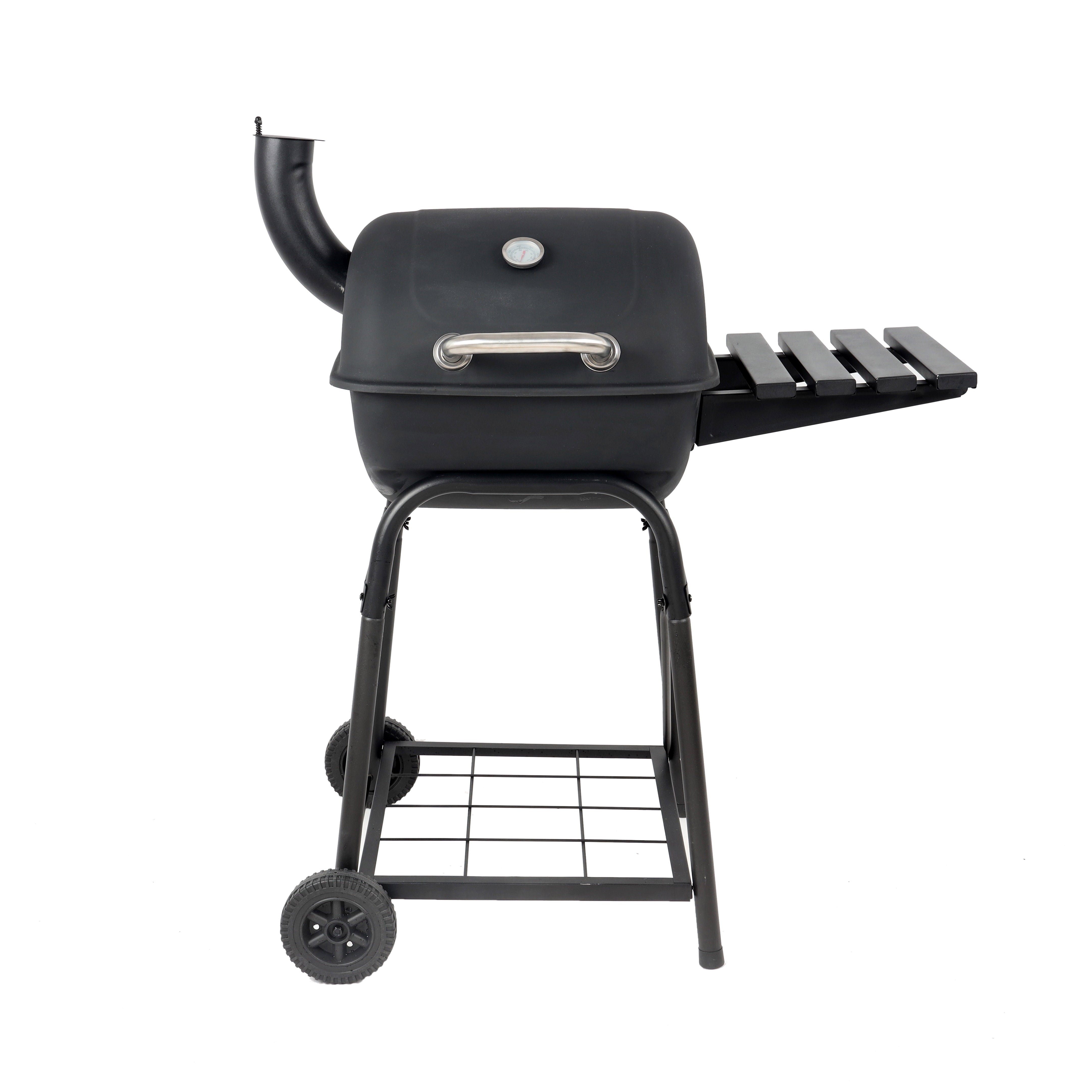 26 Mini Barrel Charcoal Grill with Side Shelf. Black. CBC1760W