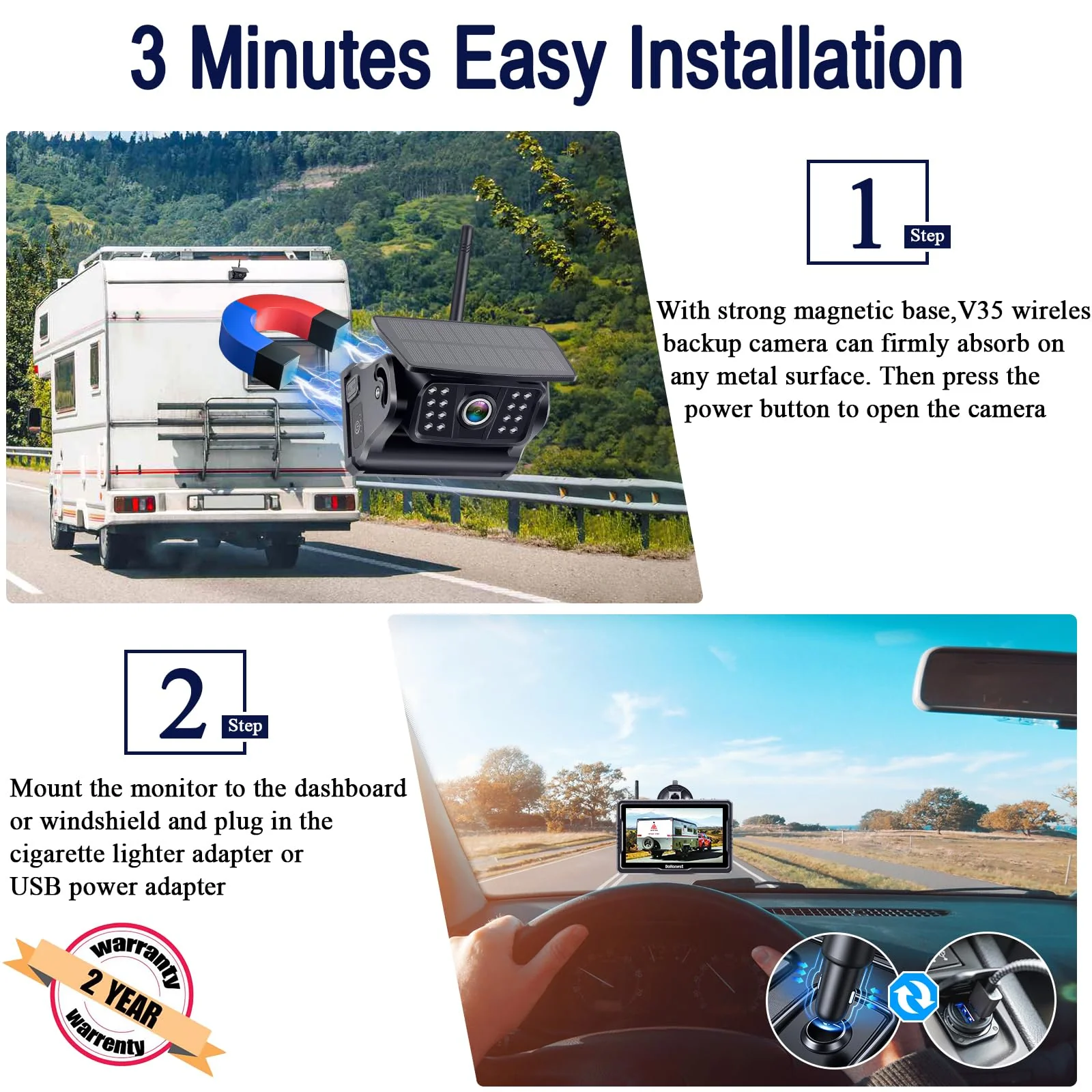DoHonest 5 Inch Wireless Backup Camera for Car RV Camper