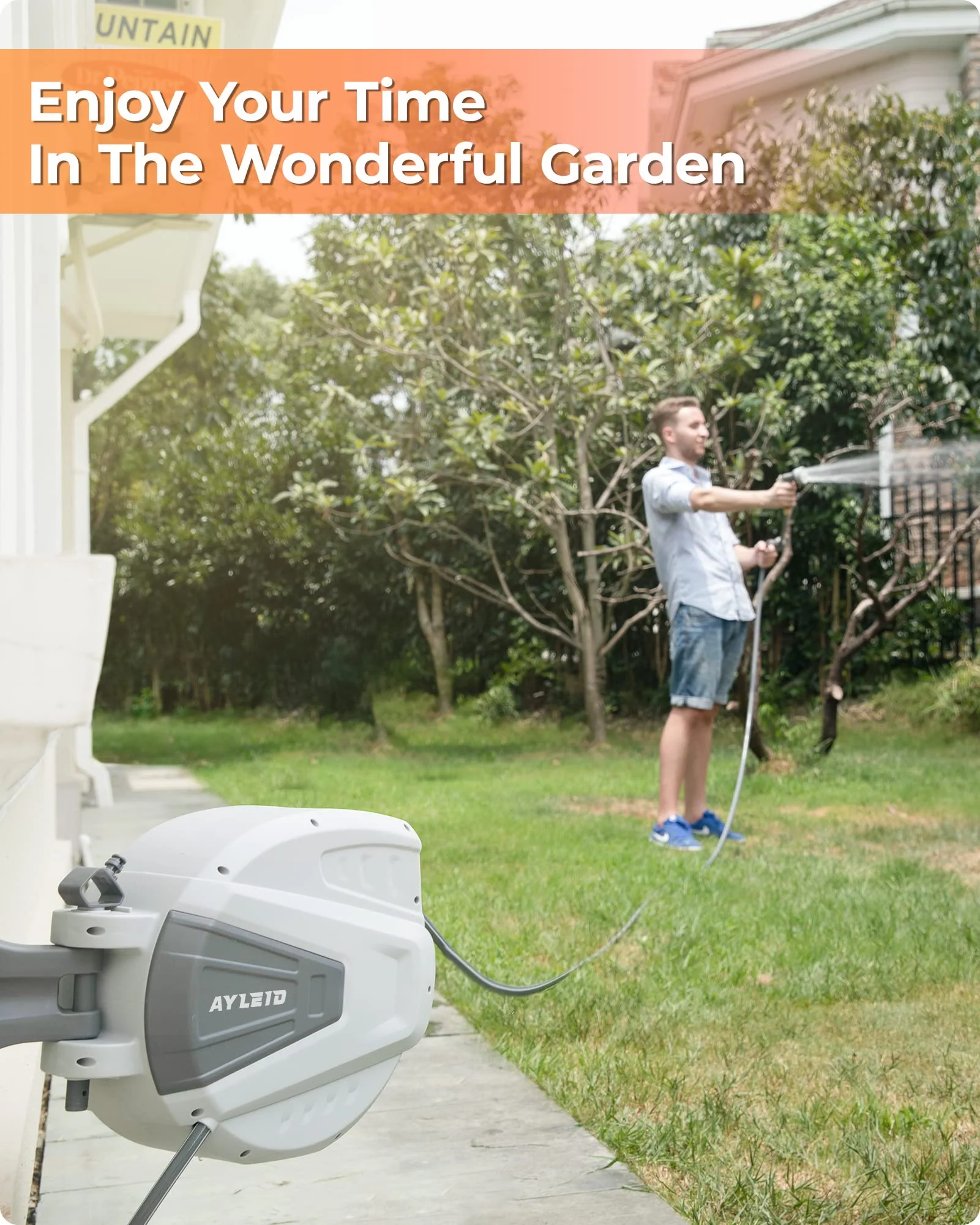 Ayleid 1/2 in x 100 ft Wall Mounted Garden Hose Reel