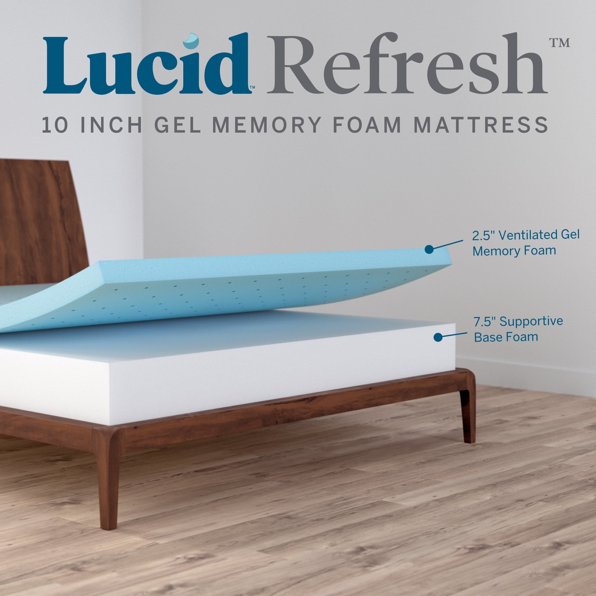 Refresh 10 Dual-Layered Gel Memory Foam Mattress. Firm. Queen