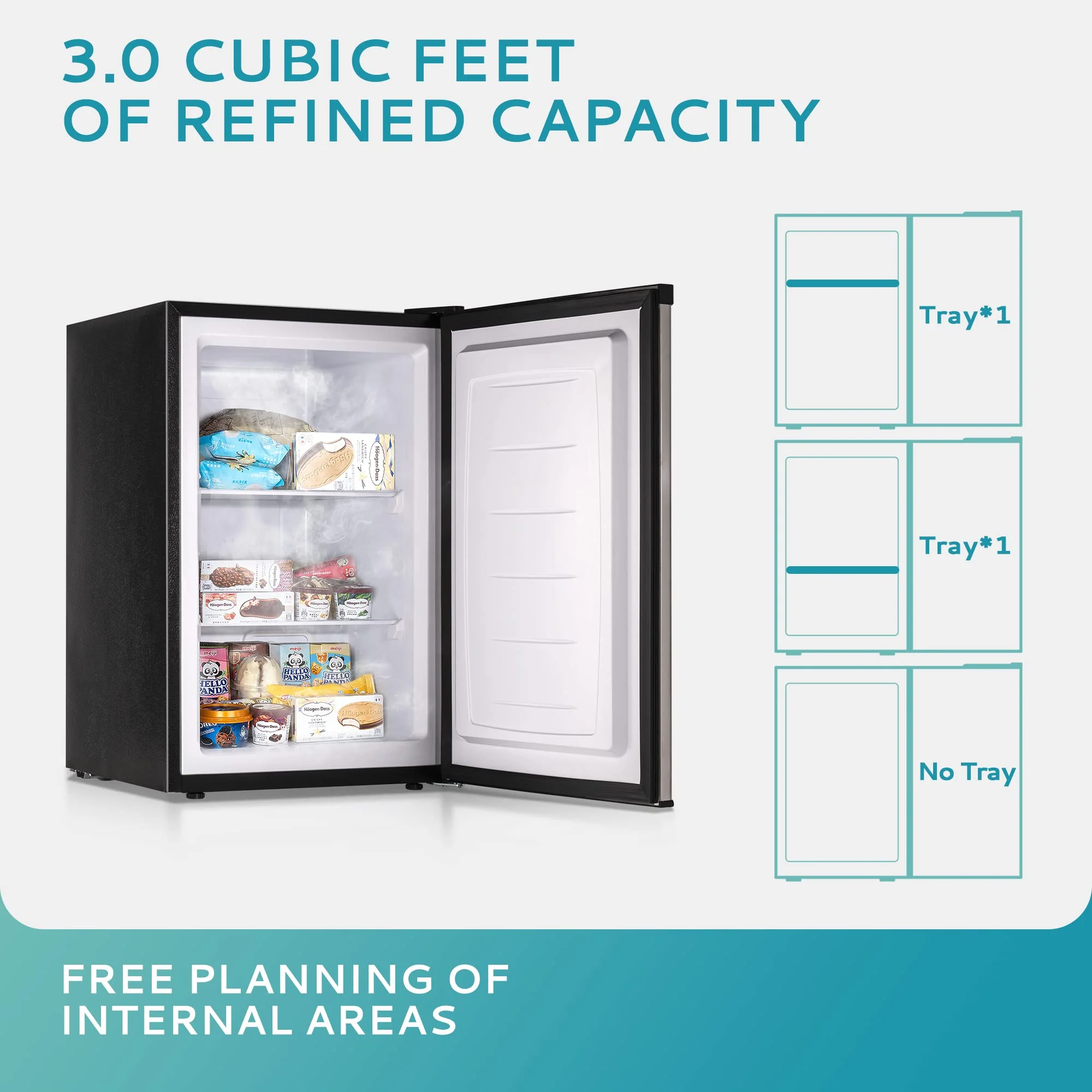 EUHOMY 3.0 Cubic Feet Single Door Compact Mini Upright Freezer