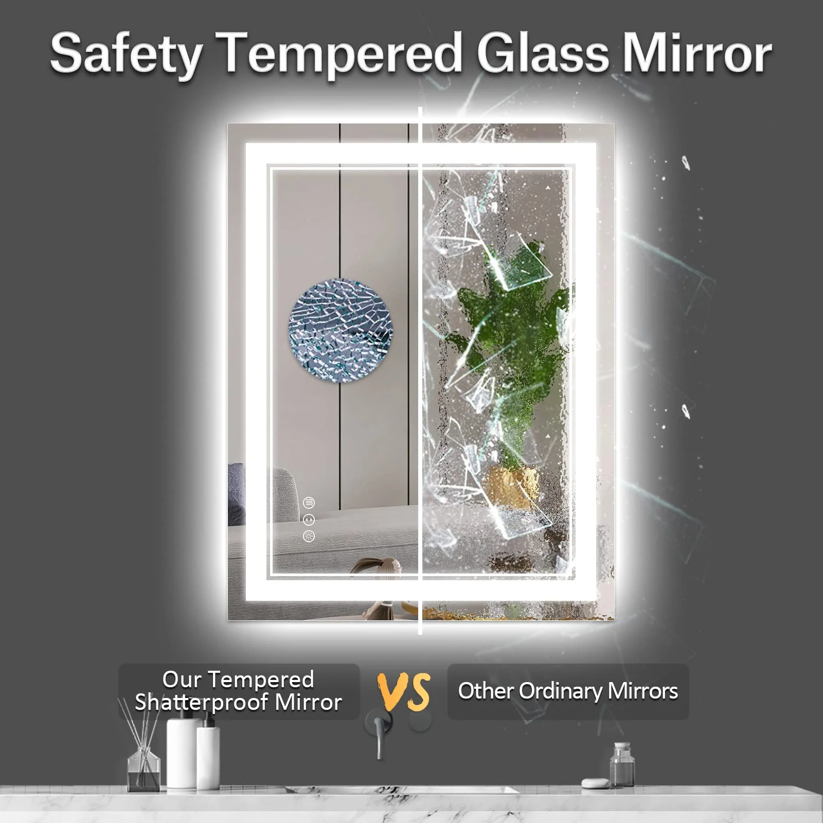 ISTRIPMF 24x36 Inch LED Bathroom Mirror with Lights