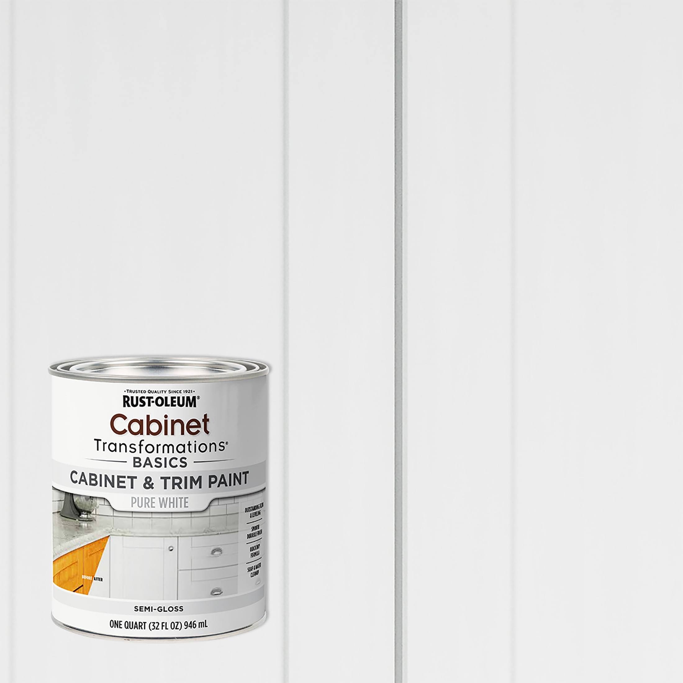 Rust-Oleum 372007 Cabinet & Trim Paint Semi- Gloss Pure White Quart