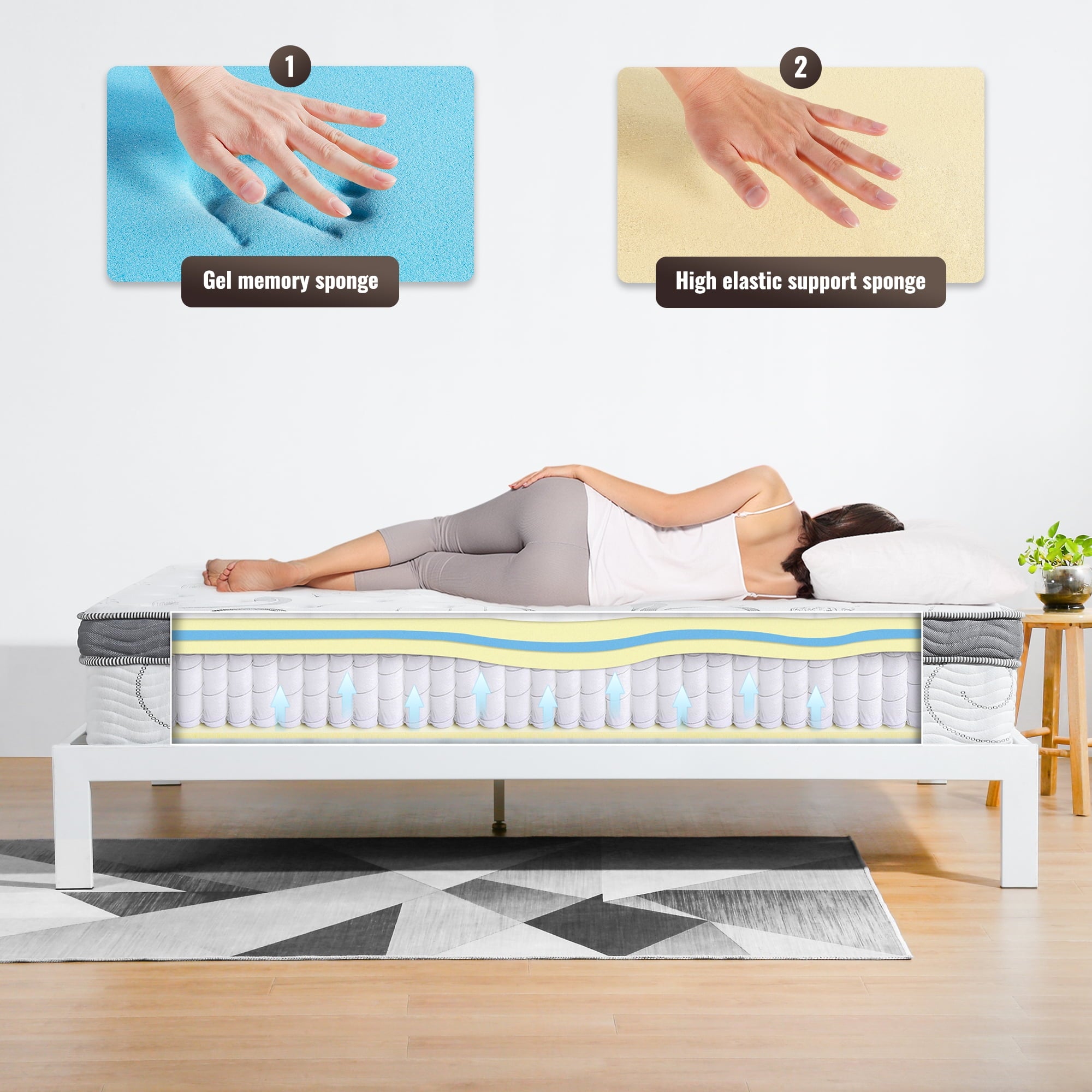 13 Inch Ultra Support Gel Hybrid Memory Foam Mattress. Queen