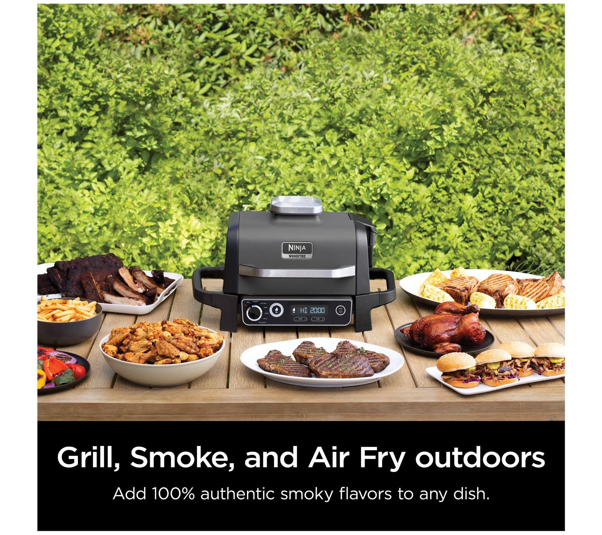 Ninja 7-in-1 Woodfire Electric Outdoor Grill &Air Fryer Grill .Grey - MadeInUSA