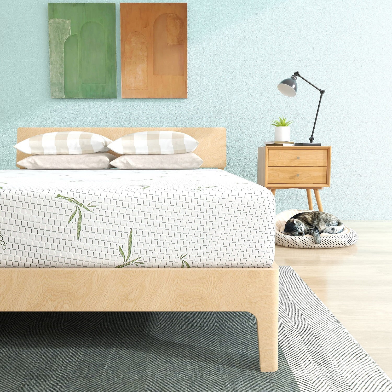 Mattress.Smiaoer 8 inch Memory Foam Mattress Bed in a Box.Medium Firm with Soft Bamboo Cover.Made in USA