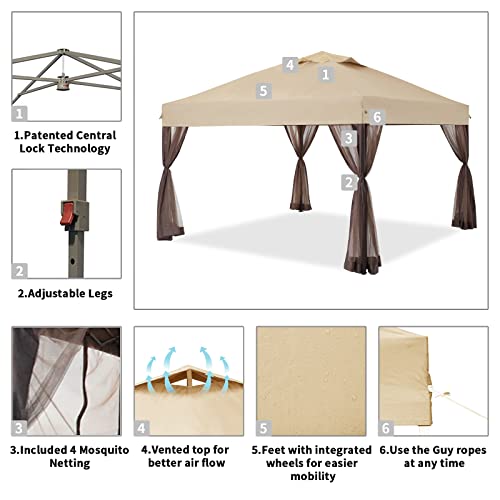 10x10 Pop up Canopy Including 4 Removable nettings. 4 Ropes. 8 Stakes. 4 Weight Bags