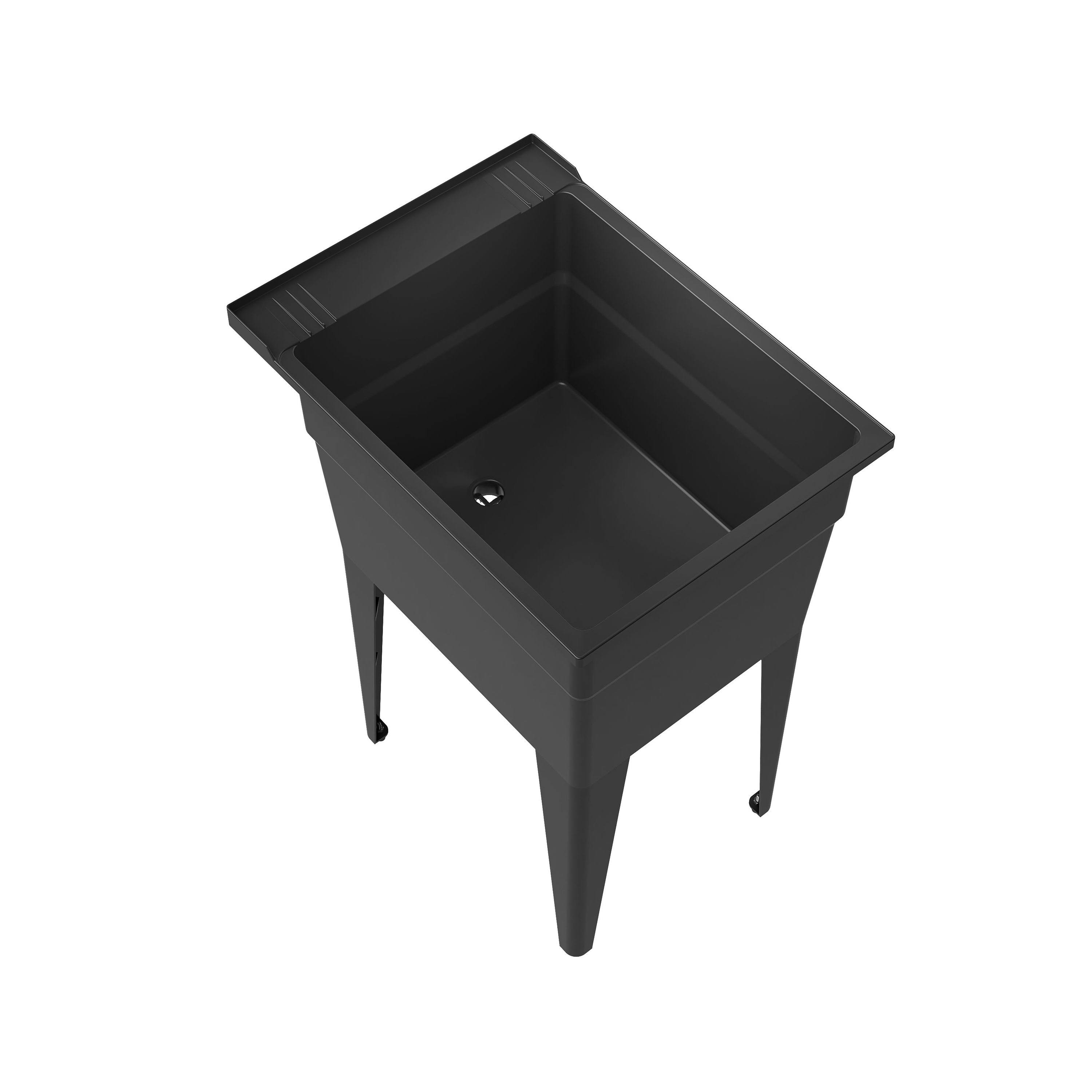 Rugged Tub 18 in. x 24 in. Recycled Polypropylene Black Laundry Sink