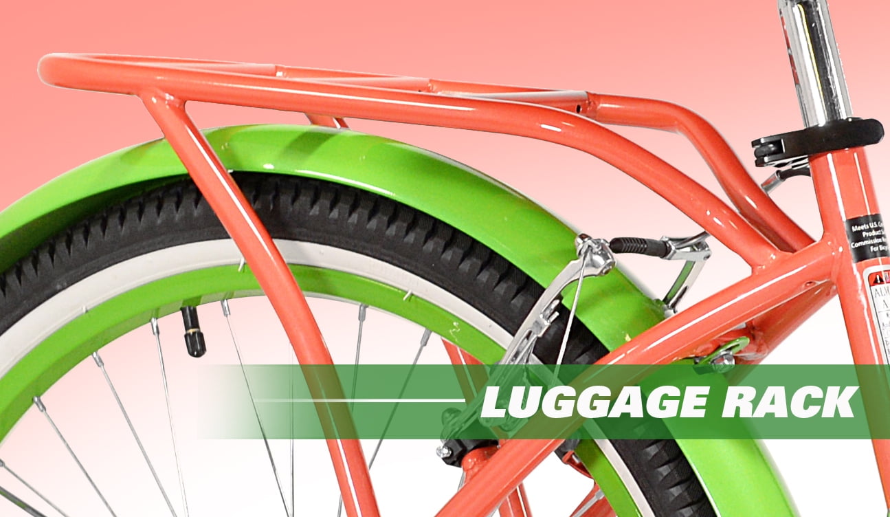 24 Island Life Multi Speed Girl's Bike. Coral/Green