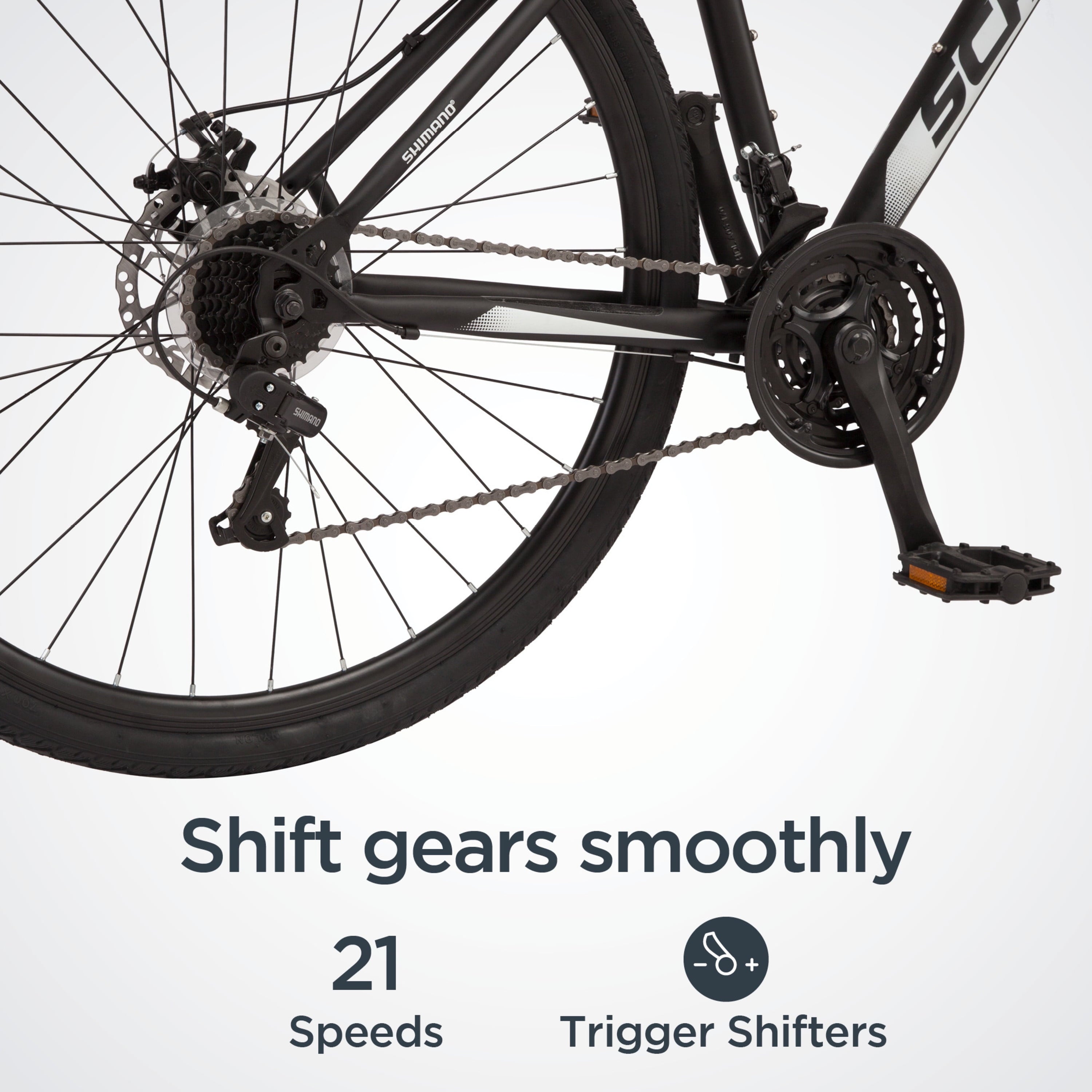 700c Glenwood Mens Hybrid Bike. 21 Speeds. Black