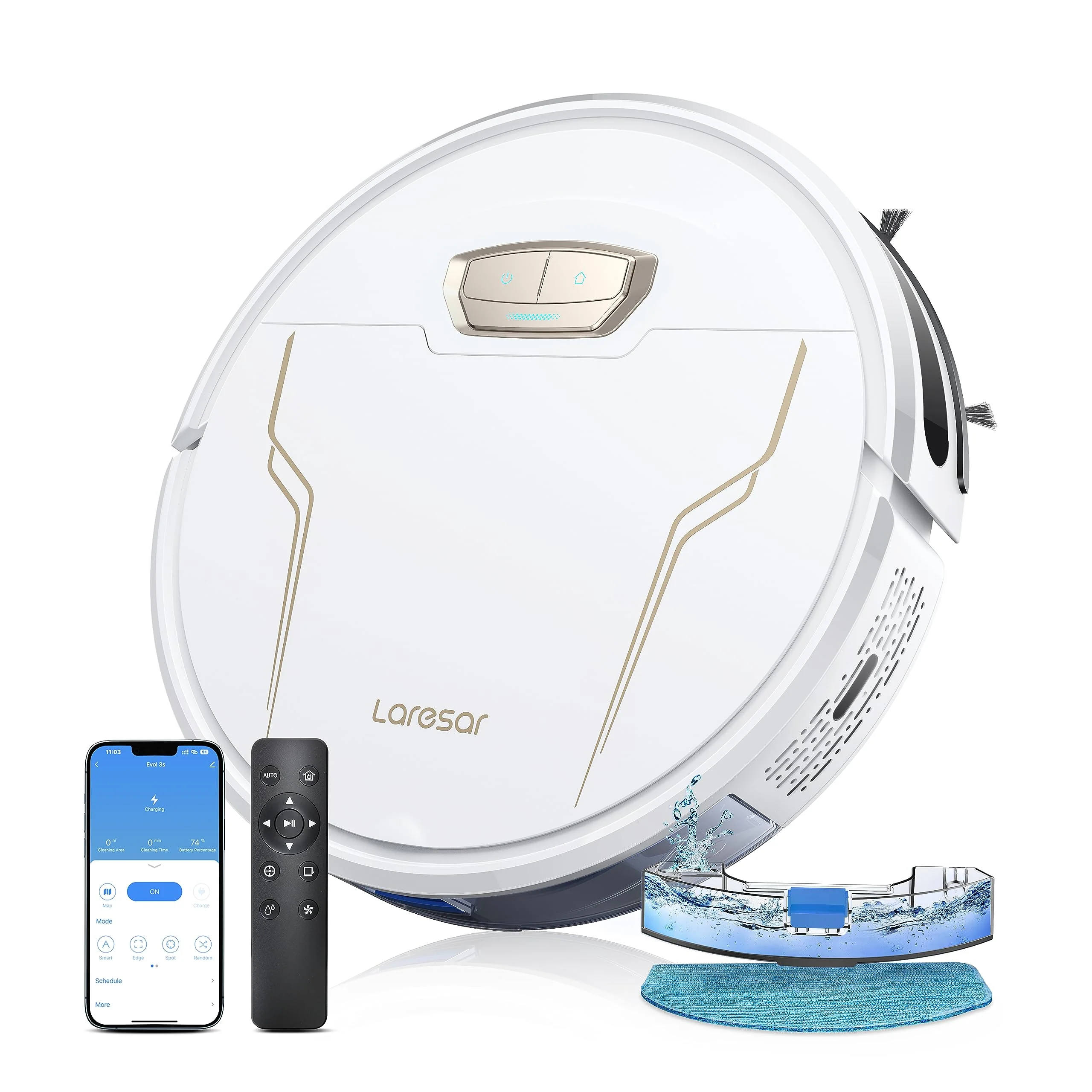 Laresar Robot Vacuums and Mop Combo with Auto Carpet Boost