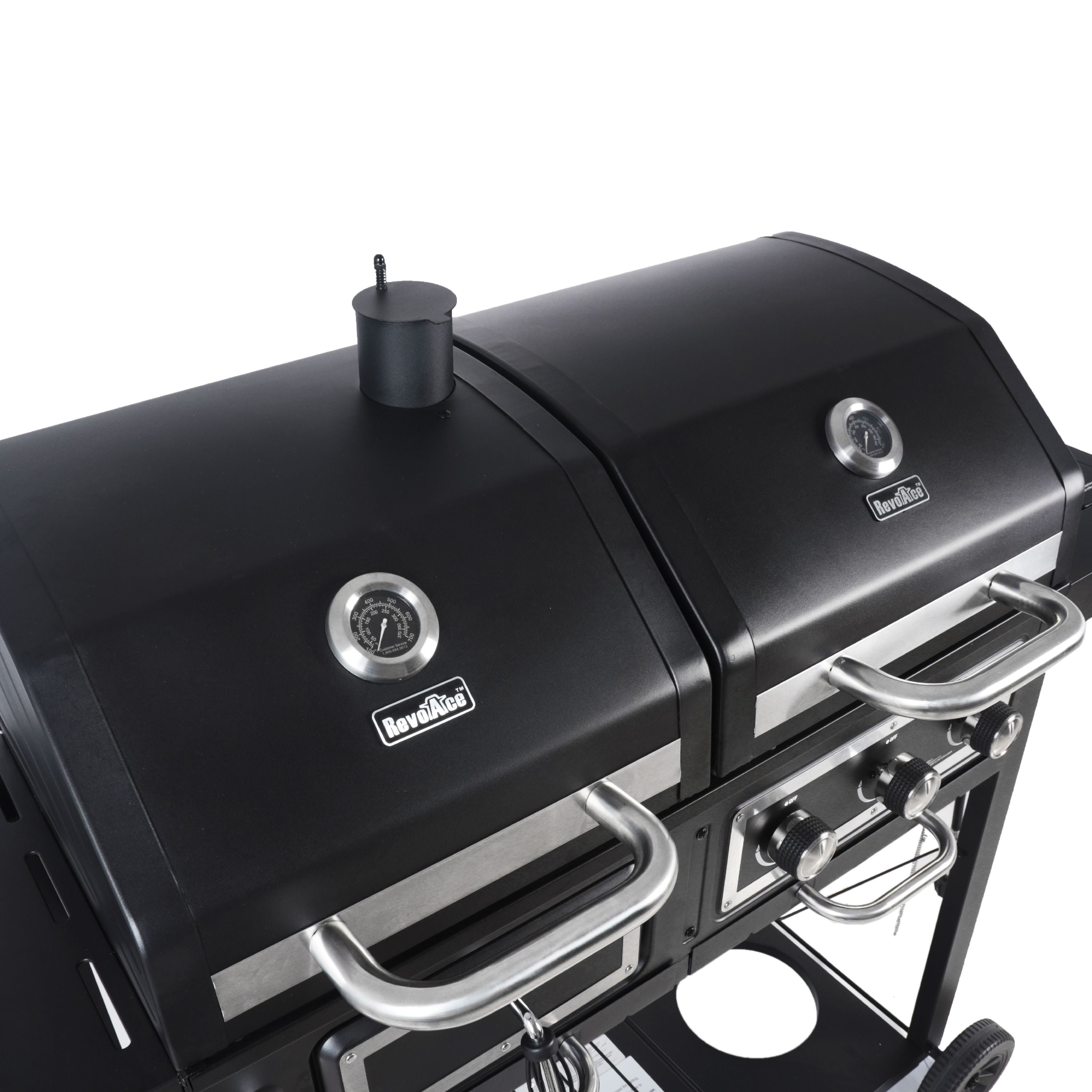 Dual Fuel Gas & Charcoal Combo Grill. Black with Stainless