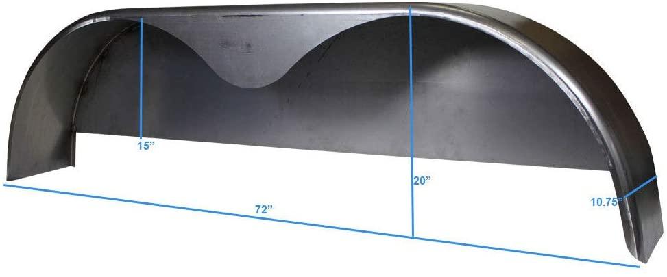 2025 72 10-3/4 Tandem Axle Steel Trailer Fender w/Back Plate Welded In (2-Pack) NO250063