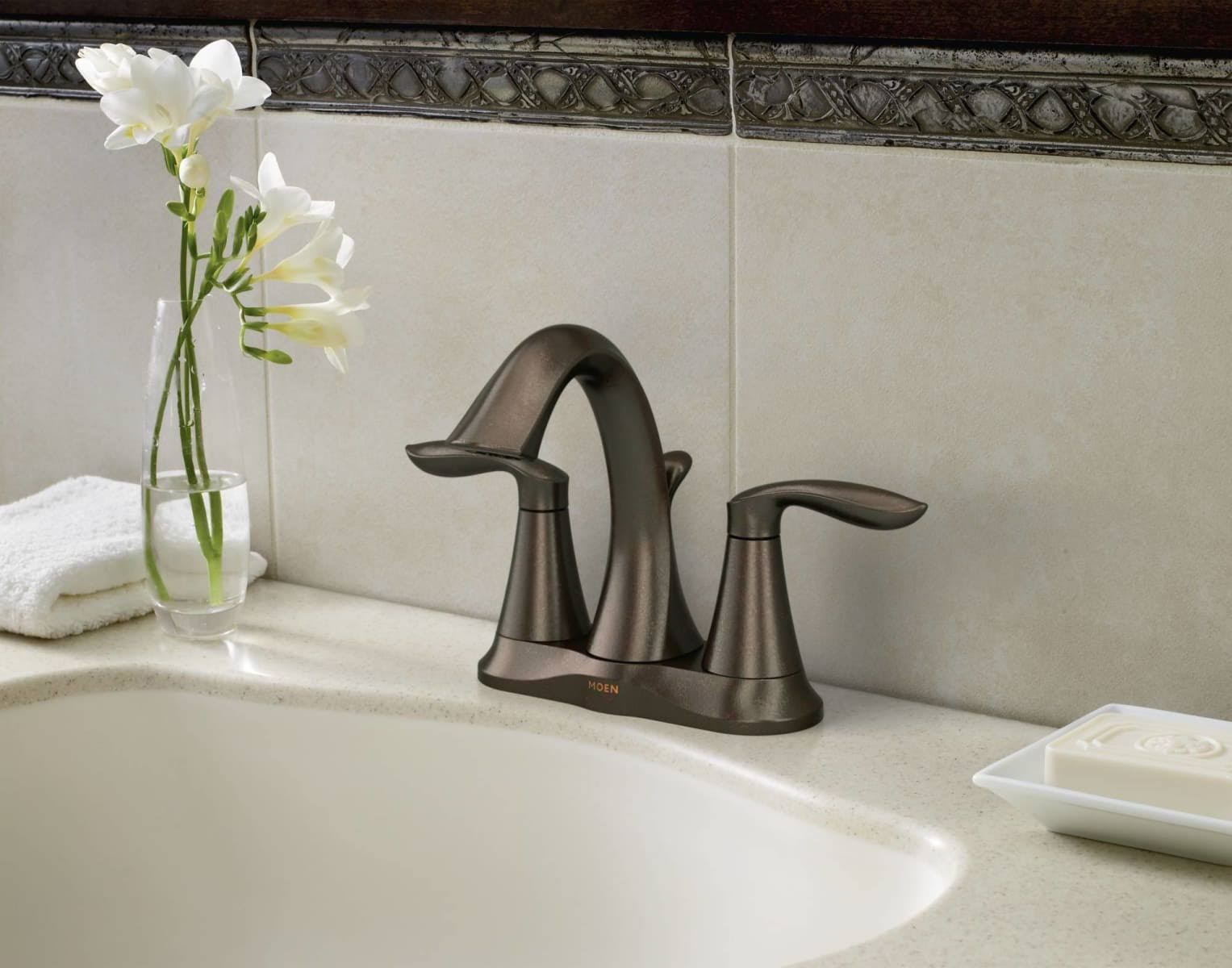 Moen 6410ORB - Eva Centerset Two-Handle Bathroom Faucet - Oil Rubbed Bronze