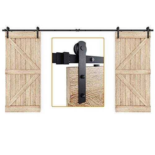 EaseLife 12 ft Double Door Sliding Barn Door Hardware Kit,Heavy Duty,Ultra Hard Sturdy,Easy Install,Slide Smoothly Quietly,Fit Double 36 inch Wide