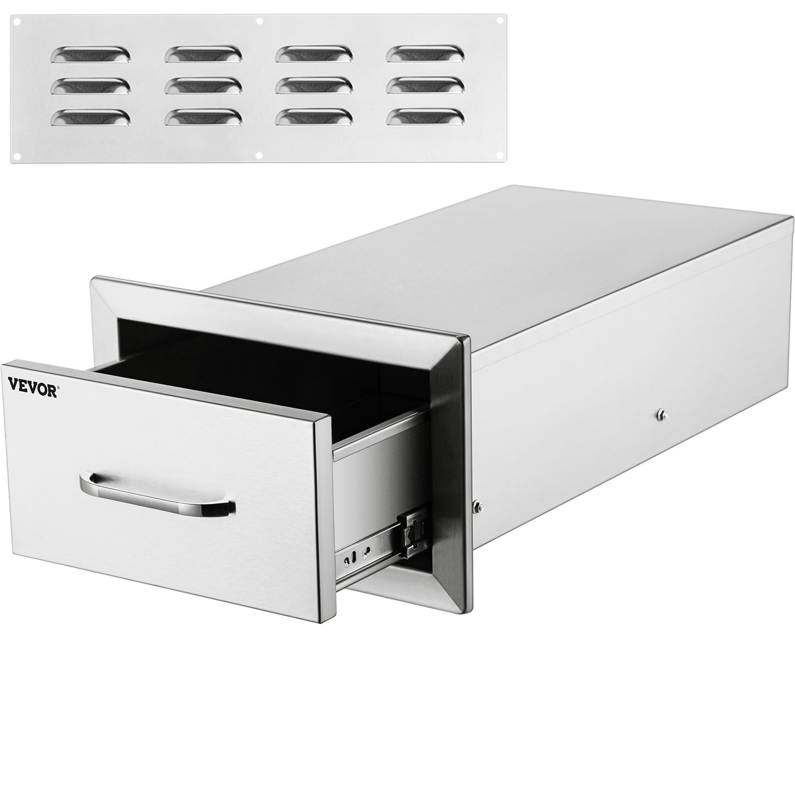 14x8.5 inch Outdoor Kitchen Drawers Stainless Steel. Flush Mount Double Drawers.14Wx8.5Hx23D inch. with Stainless Steel Handle. BBQ Drawers for Outdoor or BBQ Island