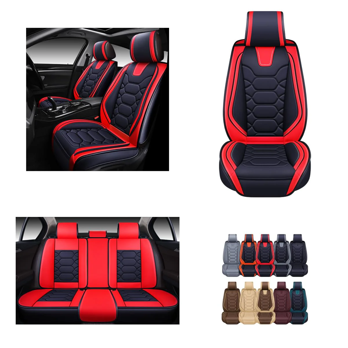 OASIS AUTO Car Seat Covers. Waterproof Faux Leather Cushion