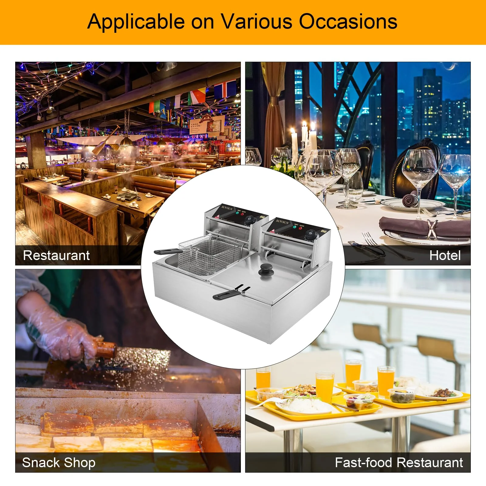 ROVSUN 22.8QT Electric Deep Fryer w/ 2 Baskets & Lids