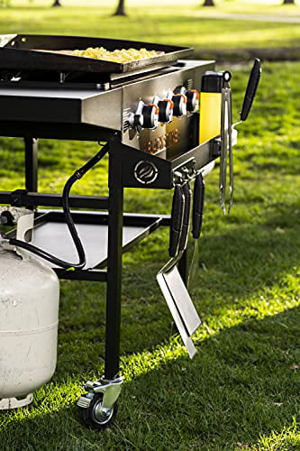 1984 Original 36 Inch Front Shelf. Side Shelf & Magnetic Strip Heavy Duty Flat Top Griddle Grill Station for Kitchen. Camping. Outdoor. Tailgating. Black