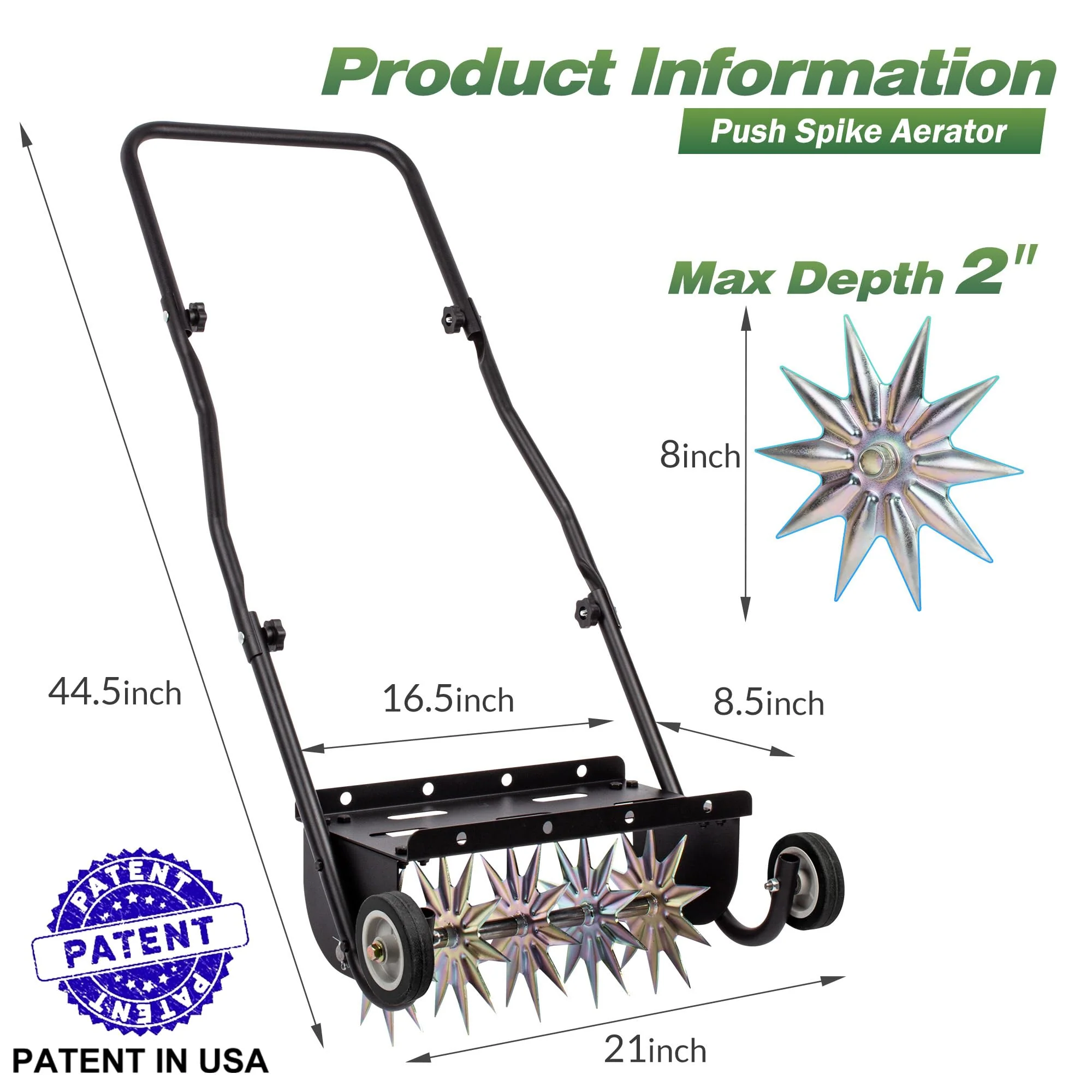 Suchtale 18 Inch Push Spike Aerator. Heavy Duty Rolling Lawn Aerator