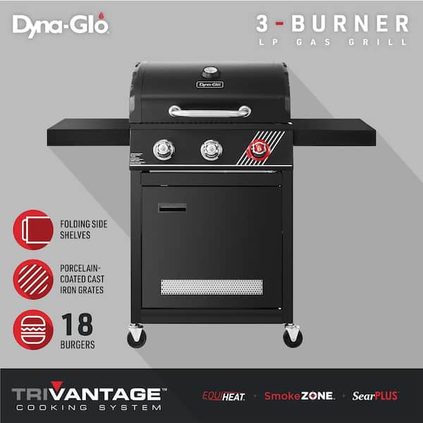3-Burner Propane Gas Grill in Matte Black with TriVantage Multifunctional Cooking System