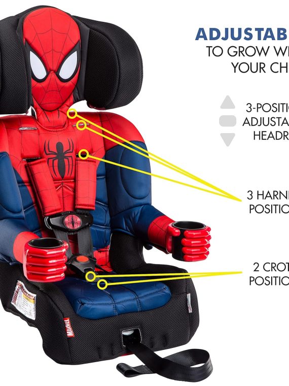 KidsEmbrace Marvel Spider-Man 2-in-1 Forward-Facing Booster Car Seat LATCH | 5-Point Harness Booster 22-65lbs converts to Belt-Positioning Booster 40-100lbs | Adjustable