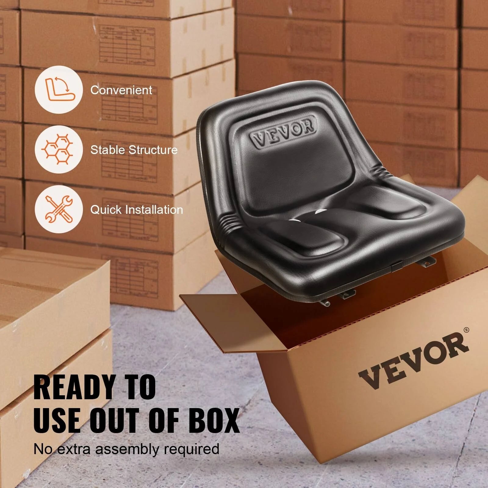 VEVOR Universal Tractor Seat Suspension Fold Down Forklift Seat with Adjustable Angle Back CCZYJZKFSAQDKKFORV0 - MadeInUSA