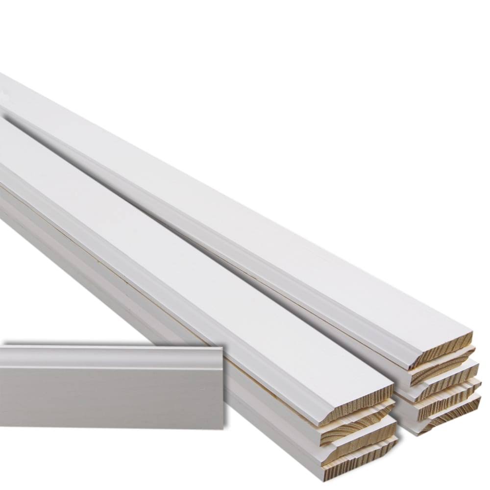 EverTrue 9/16-in x 3-1/4-in x 12-ft Primed Pine Baseboard Moulding (10-Pack) in White | C 62312FJPMD