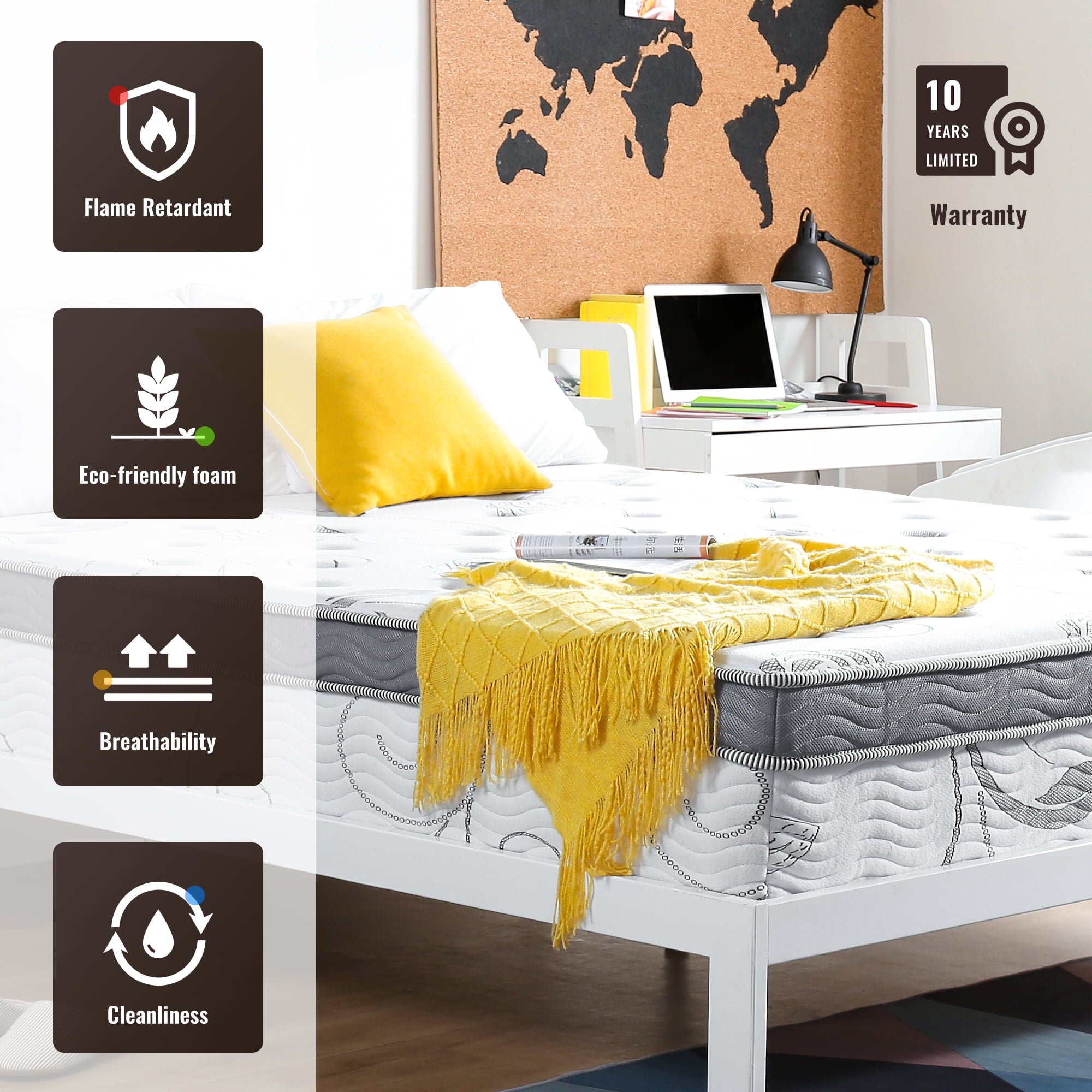 13 Inch Ultra Support Gel Hybrid Memory Foam Mattress. Queen