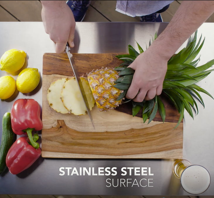 Unity XL Portable Outdoor Table and Storage Cabinet with Accessory Hooks. Espresso Brown