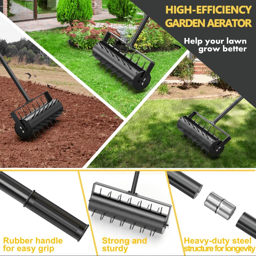 evtmag 17 Inch Heavy Duty Rolling Lawn Aerator Tool