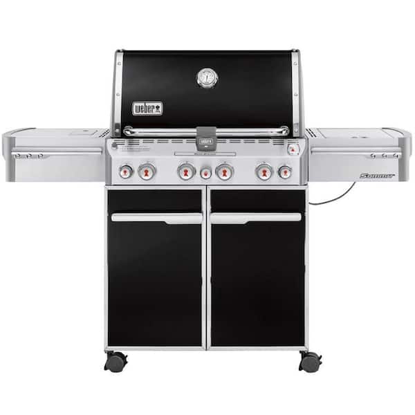 Summit E-470 4-Burner Propane Gas Grill in Black with Built-In Thermometer and Rotisserie