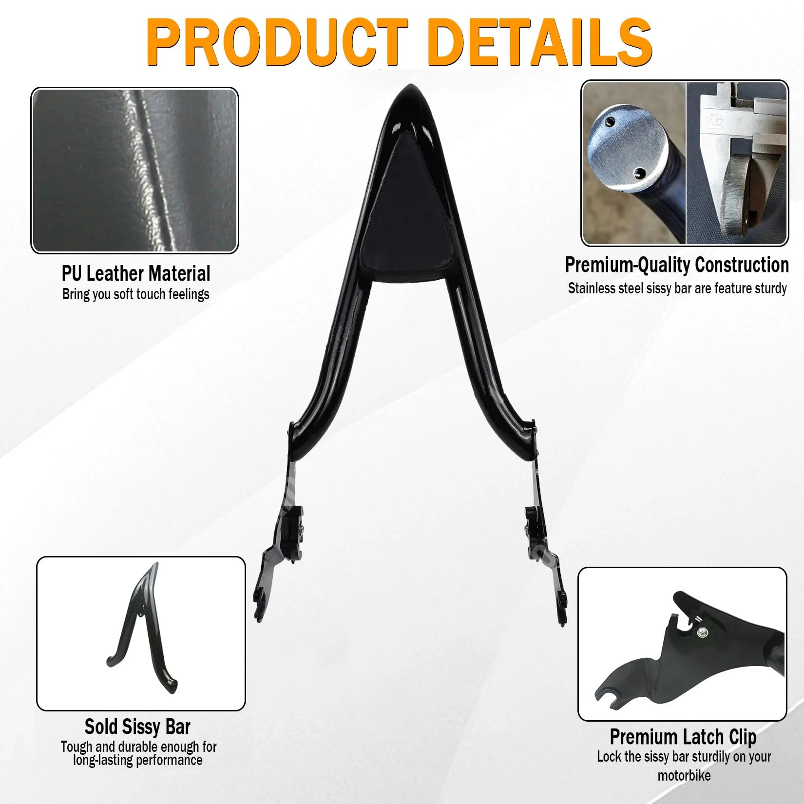 26 Height Black Sissy Bar Compatible for Harley Davidson Touring Models
