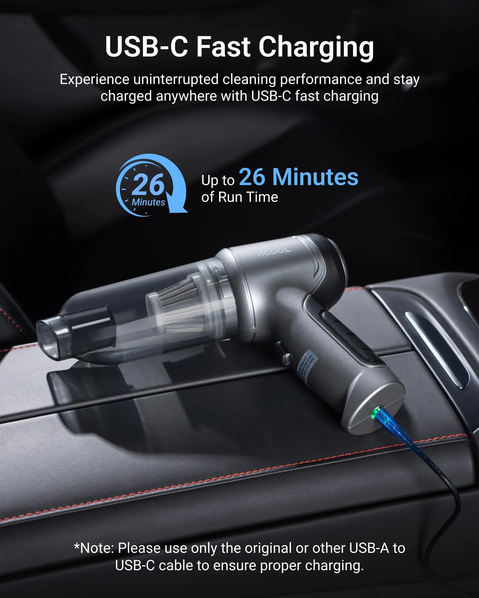 XCOOL Handheld Vacuum Cordless. 12000PA Car Vacuum Cleaner