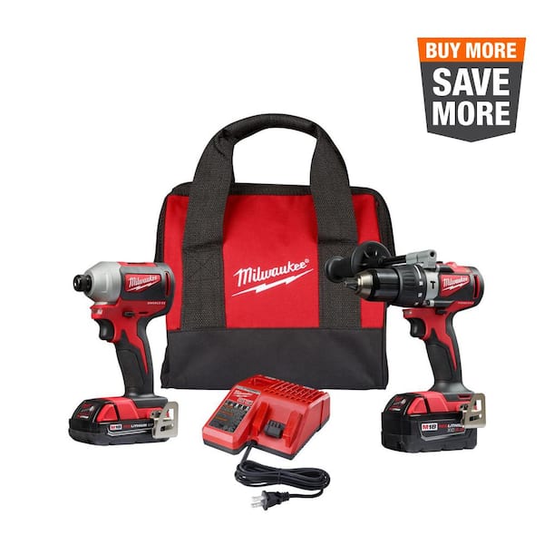 M18 18V Lithium-Ion Brushless Cordless Hammer Drill/Impact Combo Kit (2-Tool) with 2 Batteries. Charger and Bag