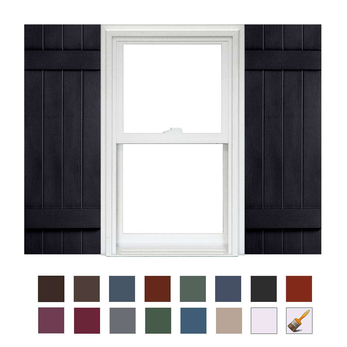 Homeside 4 Board and Batten Joined Vinyl Shutters (1 Pair) in Stock Now - 14-1/2 inch x 31 inch - 050 Black by BuyMBS.com