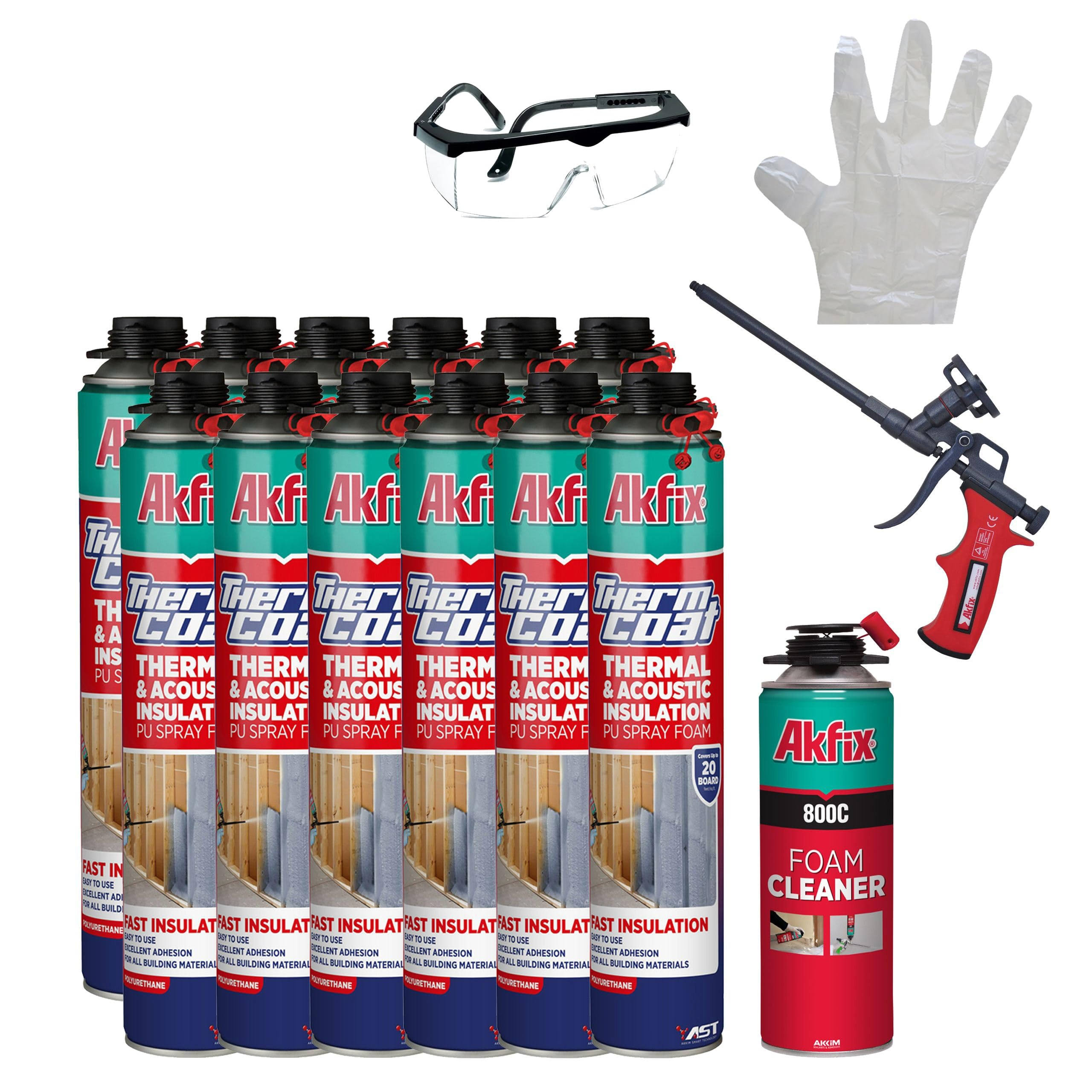Akfix Thermcoat Spray Foam Insulation Kit- Insulation Foam Spray, Polyurethane Spray Foam, Heat Insulation Spray, Acoustic Spray, Self Expanding