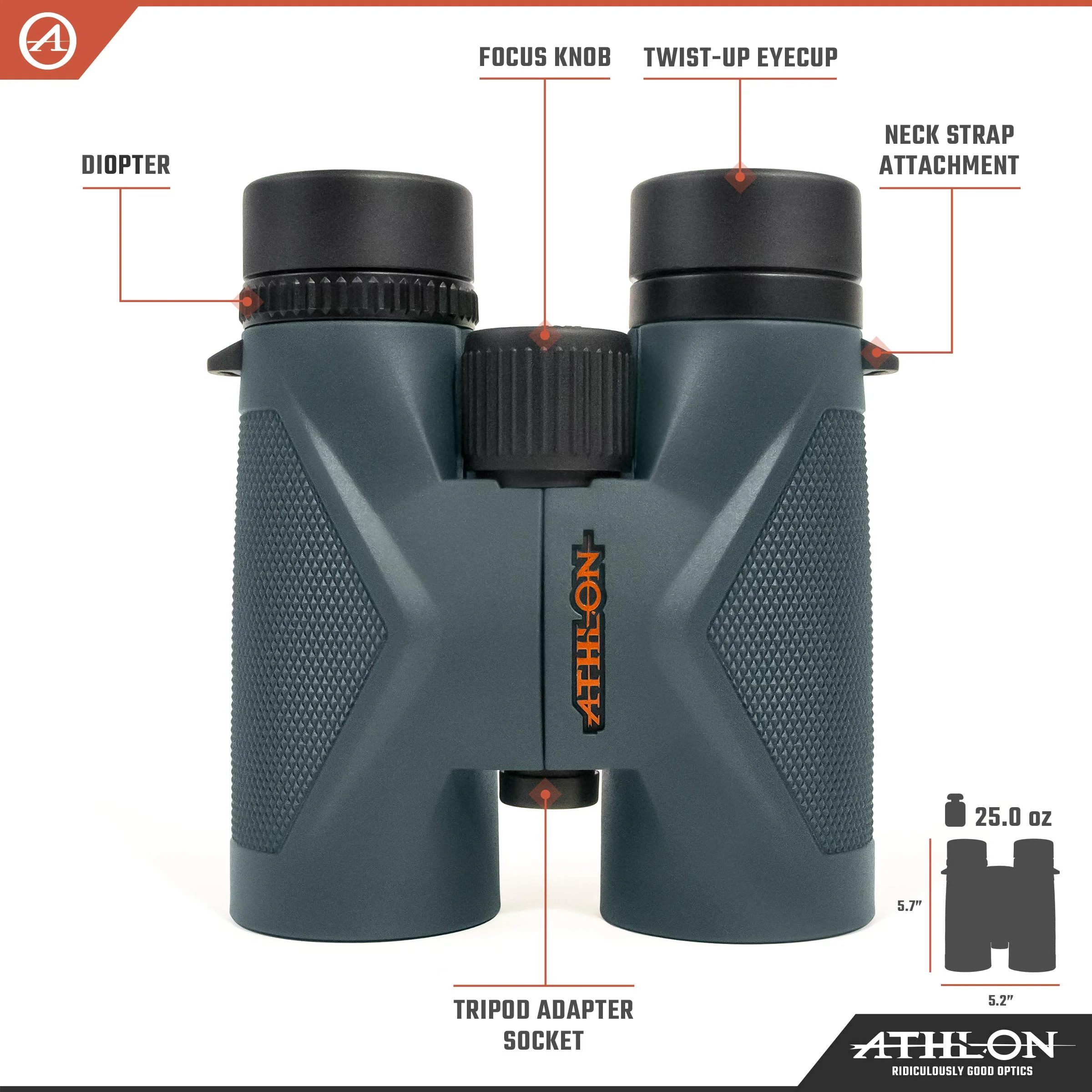 Athlon Optics 8x42 Midas UHD Gray Binoculars