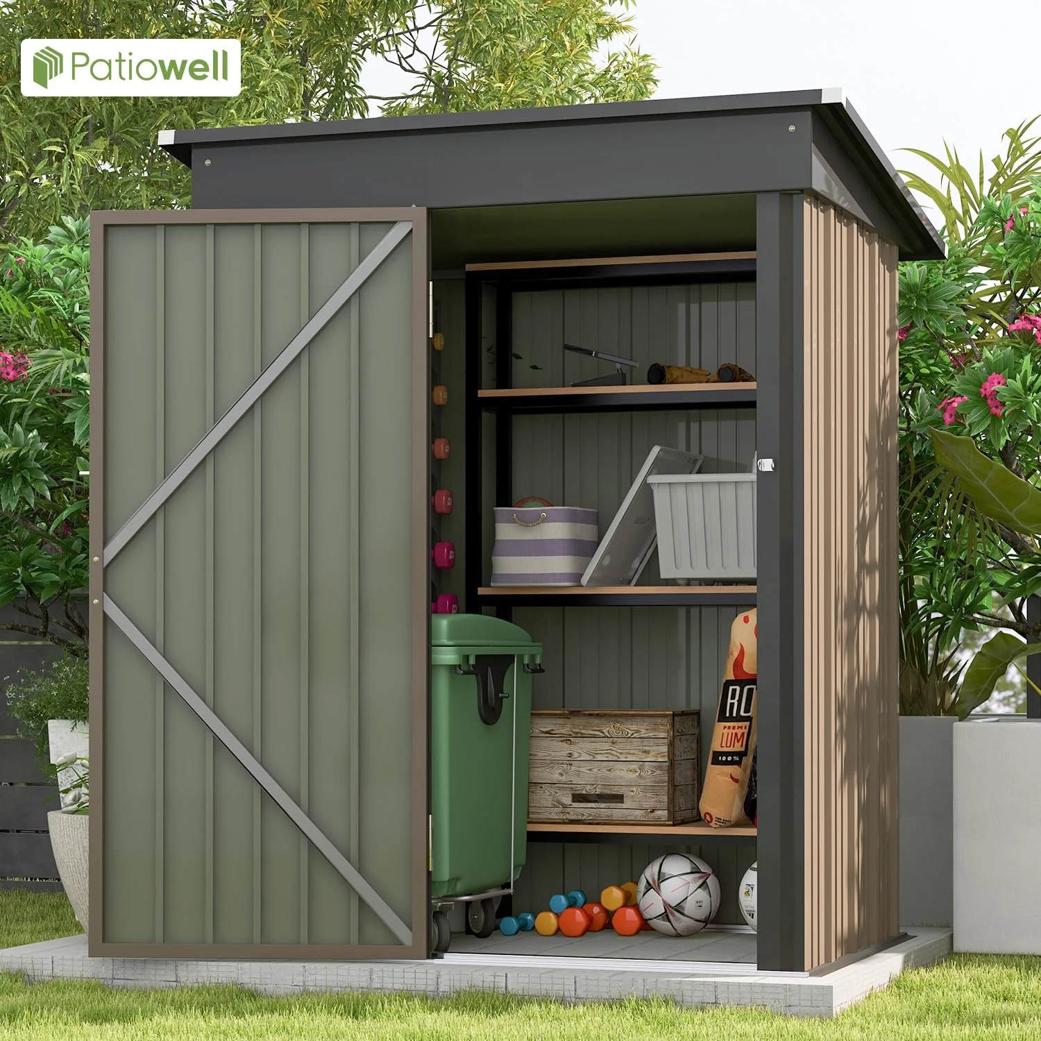 Patiowell 5x3 FT Outdoor Storage Shed for Backyard Garden Patio Lawn