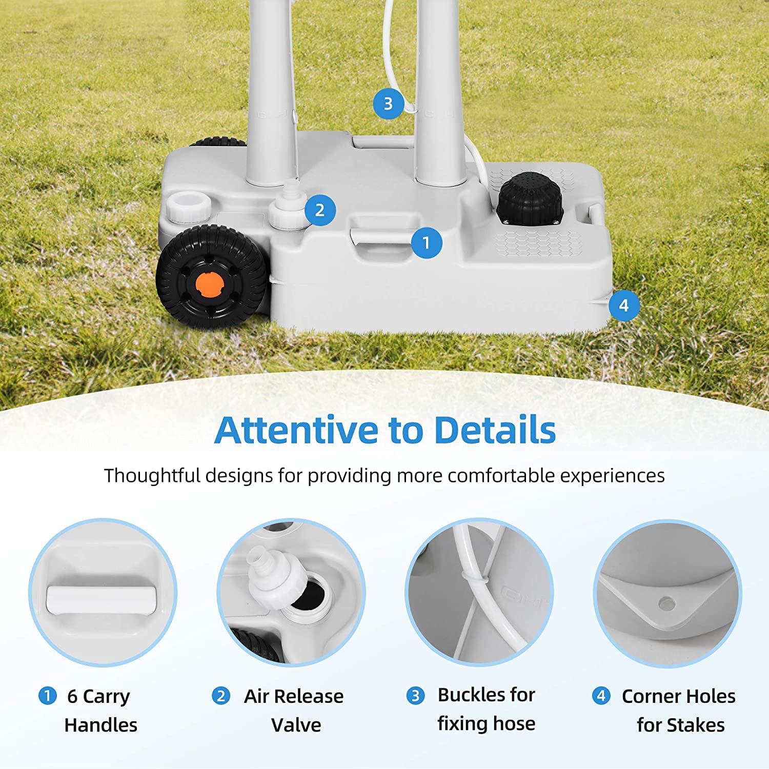 Portable Camping Sink with Rolling Wheels. Hand Washing Station with 30 L Water Capacity. Soap Dispenser. Towel Holder. Ideal for Outdoor