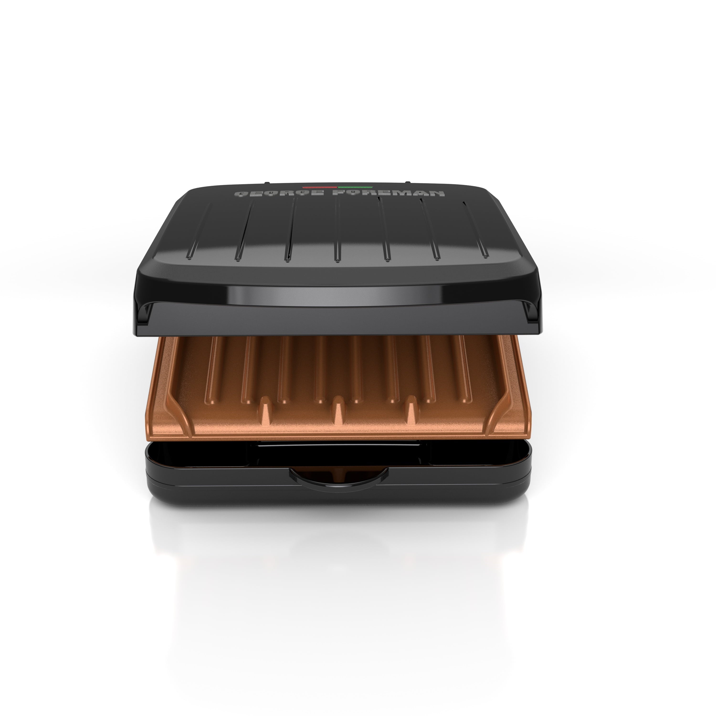 Foreman Electric Indoor Grill and Panini Press. Black with Copper Plates. Serves 2. Classic Plate. GRS040-Series